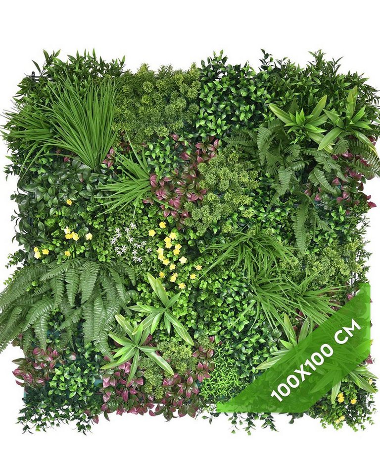 Kunstpflanze Künstliche Pflanzenwand Indoor & Outdoor, Blumenwand, Green Wall Evergreen, JELLE & JACOB, Höhe 100 cm, pflegeleicht & langlebig für Wohlfühl-Atmosphäre Kunstpflanze Künstliche Pflanzenwand Indoor & Outdoor, Blumenwand, Green Wall Evergreen, JELLE & JACOB, Höhe 100 cm, pflegeleicht & langlebig für Wohlfühl-Atmosphäre von JELLE & JACOB