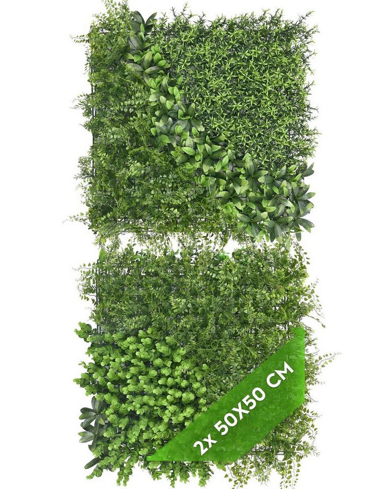 Kunstpflanze Künstliche Pflanzenwand Indoor & Outdoor, Blumenwand, Green Wall Waldgrün, JELLE & JACOB, Höhe 50 cm, pflegeleicht & langlebig für Wohlfühl-Atmosphäre Kunstpflanze Künstliche Pflanzenwand Indoor & Outdoor, Blumenwand, Green Wall Waldgrün, JELLE & JACOB, Höhe 50 cm, pflegeleicht & langlebig für Wohlfühl-Atmosphäre von JELLE & JACOB