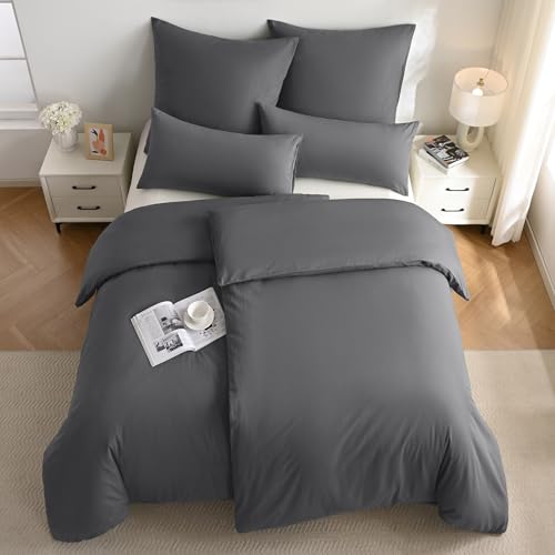 JELLYMONI Bettwäsche 135x200 Baumwolle Grau Bettwäsche-Sets Oeko-Tex 100% Gewaschene Baumwolle Bettbezug mit Reißverschluss und Kissenbezug 40X80 mit Umschlag Weich 2-Teilige Bettwäsche von JELLYMONI