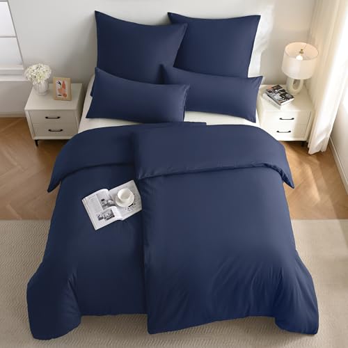 JELLYMONI Bettwäsche 135x200 Baumwolle Marineblau Bettwäsche-Sets Oeko-Tex 100% Gewaschene Baumwolle Bettbezug mit Reißverschluss und Kissenbezug 40X80 mit Umschlag Weich 2-Teilige Bettwäsche JELLYMONI Bettwäsche 135x200 Baumwolle Marineblau Bettwäsche-Sets Oeko-Tex 100% Gewaschene Baumwolle Bettbezug mit Reißverschluss und Kissenbezug 40X80 mit Umschlag Weich 2-Teilige Bettwäsche von JELLYMONI