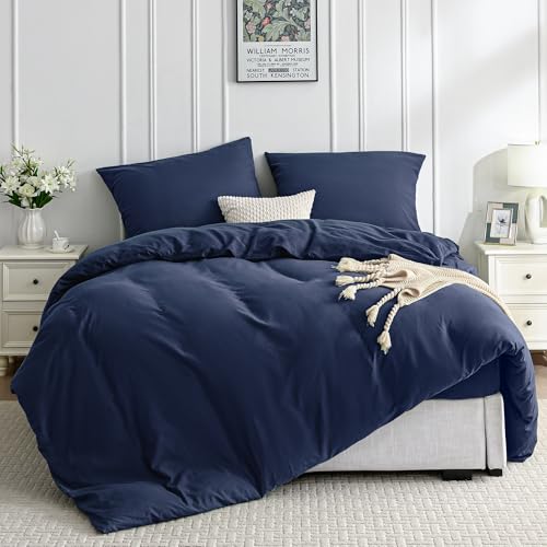 JELLYMONI Bettwäsche 200x200 Baumwolle Bettwäsche-Sets Marineblau Oeko-Tex 100% Gewaschene Baumwolle Bettbezug mit Reißverschluss und 2 Kissenbezüge 80X80 mit Umschlag Weich 3-Teilig JELLYMONI Bettwäsche 200x200 Baumwolle Bettwäsche-Sets Marineblau Oeko-Tex 100% Gewaschene Baumwolle Bettbezug mit Reißverschluss und 2 Kissenbezüge 80X80 mit Umschlag Weich 3-Teilig von JELLYMONI