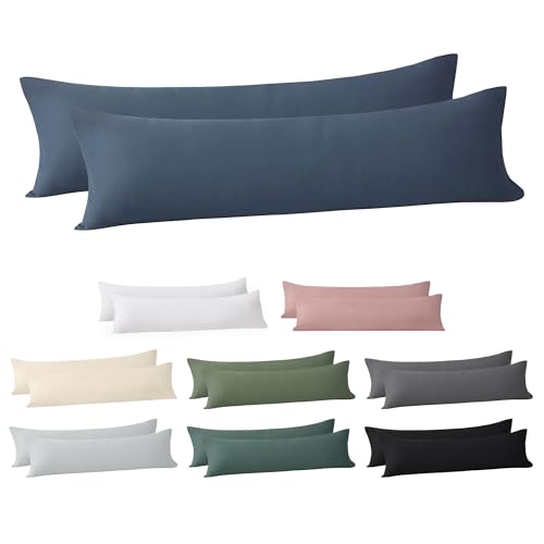 Jellymoni Kissenbezug 40x145 Baumwolle 2er Set Kissenbezüge Blau Oeko-Tex aus 100% Gewaschene Baumwolle Kopfkissenbezug mit Verstecktem Reißverschluss Weich 2 Stück Kissenhülle für Kissen 40x145cm von JELLYMONI