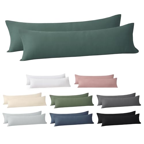 Jellymoni Kissenbezug 40x145 Baumwolle 2er Set Kissenbezüge Dunkelgrün Oeko-Tex 100% Gewaschene Baumwolle Kopfkissenbezug mit Verstecktem Reißverschluss Weich 2 Stück Kissenhülle für Kissen 40x145cm von JELLYMONI