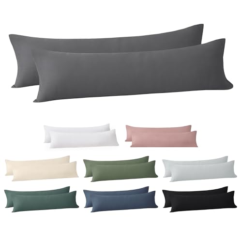 Jellymoni Kissenbezug 40x145 Baumwolle 2er Set Kissenbezüge Grau Oeko-Tex aus 100% Gewaschene Baumwolle Kopfkissenbezug mit Verstecktem Reißverschluss Weich 2 Stück Kissenhülle für Kissen 40x145cm von JELLYMONI