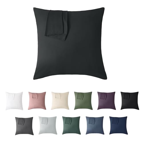 Jellymoni Kissenbezug 50x50 Baumwolle 2er Set Kissenbezüge Anthrazit Oeko-Tex aus 100% Gewaschene Baumwolle Kopfkissenbezug mit Verstecktem Reißverschluss Weich 2 Stück Kissenhülle für Kissen 50x50cm von JELLYMONI