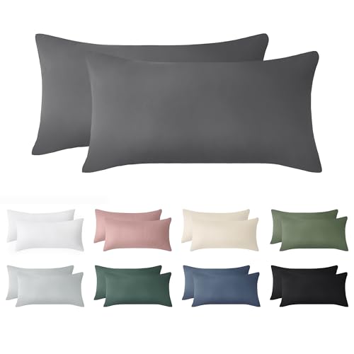 Jellymoni Kissenbezug 50x70 Baumwolle 2er Set Kissenbezüge Grau Oeko-Tex aus 100% Gewaschene Baumwolle Kopfkissenbezug mit Verstecktem Reißverschluss Weich 2 Stück Kissenhülle für Kissen 50x70cm von JELLYMONI