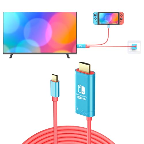 JEMDO 3 m USB-C-auf-HDMI-Kabel kompatibel mit Nintendo Switch, tragbarer HDMI-Adapter für NS-Standard/OLED-Modell only, Steam Deck, Laptop, Telefon, ersetzt Original-Dock, 4K@30Hz, Blau JEMDO 3 m USB-C-auf-HDMI-Kabel kompatibel mit Nintendo Switch, tragbarer HDMI-Adapter für NS-Standard/OLED-Modell only, Steam Deck, Laptop, Telefon, ersetzt Original-Dock, 4K@30Hz, Blau von JEMDO