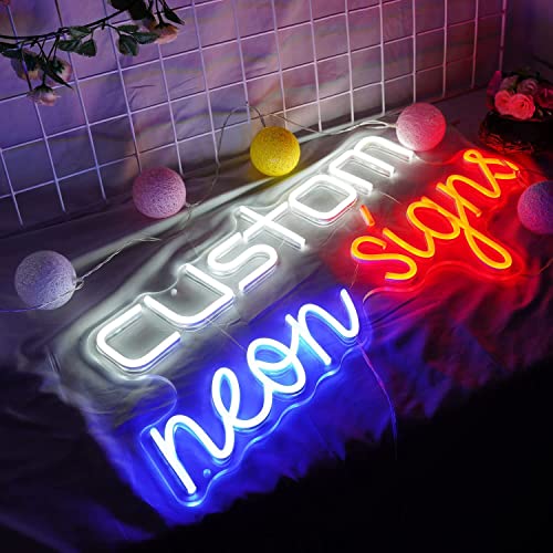 Personalisierte Neonlicht-Schild, LED-Nachtlichter, Groß Benutzerdefinierte Neonschilder für Bar Pub Geschäft Club Garage Zuhause Partydekoration Lampe Logo Lichtzeichen (2 Zeilen Text, 70cm) von JEMESI