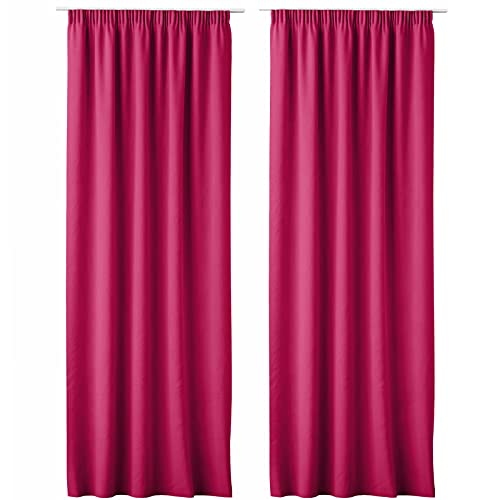 JEMIDI 2x Vorhang blickdicht 140x250cm - 2er Set Gardine mit Kräuselband Universalband - 100% Polyester Schal lang für Wohnzimmer Schlafzimmer - fuchsia JEMIDI 2x Vorhang blickdicht 140x250cm - 2er Set Gardine mit Kräuselband Universalband - 100% Polyester Schal lang für Wohnzimmer Schlafzimmer - fuchsia von JEMIDI