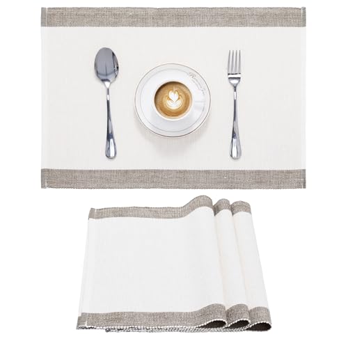 JEMIDI 4er Set Tischset gerippt - 4 Tischsets aus Baumwolle - 4X Boho Platzdeckchen Platzset aus Stoff - Tisch Sets Platzsets Placemats - Naturfarben JEMIDI 4er Set Tischset gerippt - 4 Tischsets aus Baumwolle - 4X Boho Platzdeckchen Platzset aus Stoff - Tisch Sets Platzsets Placemats - Naturfarben von JEMIDI