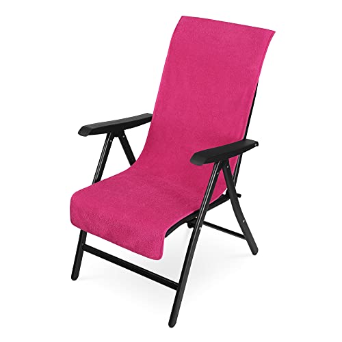 JEMIDI Frottee Schonbezug für Gartenstühle 60x130cm - 100% Baumwolle - Auflagenbezug Frotteebezug mit Kapuzenüberschlag waschmaschinenfest - Fuchsia von JEMIDI