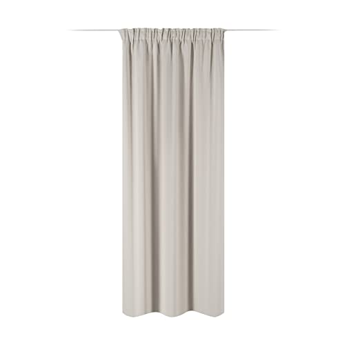 JEMIDI Vorhang blickdicht 140x245cm - Gardine mit Kräuselband Universalband - 100% Polyester Schal lang für Wohnzimmer Schlafzimmer - creme von JEMIDI