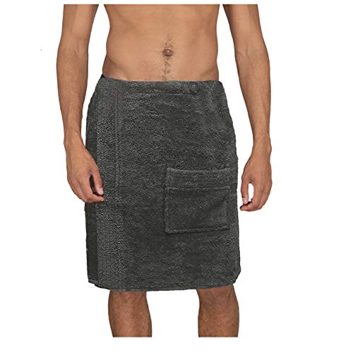 JEMIDI Herren Sauna Frottee Kilt Sarong M-XXL Anthrazit 100% Baumwolle Saunakilt Saunasarong Saunatuch (Herren Anthrazit ohne Stickerei) von JEMIDI