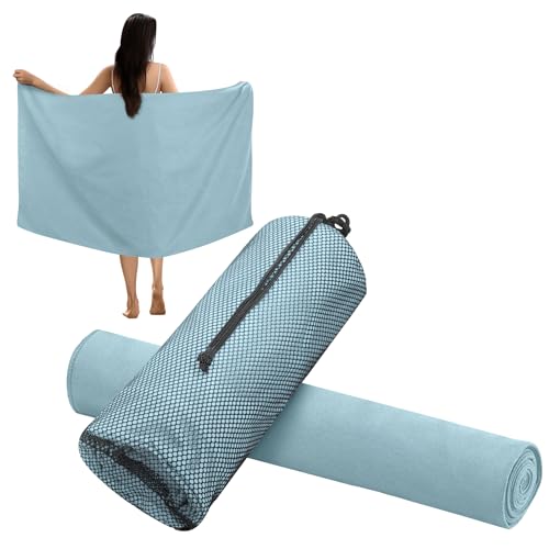 JEMIDI Mikrofaser Handtuch - Schnell trocknendes und saugfähiges Handtuch aus Mikrofaser - Leicht und kompakt - Ideal für Strand und Sport - 70 x 140 cm - Hellgrau von JEMIDI
