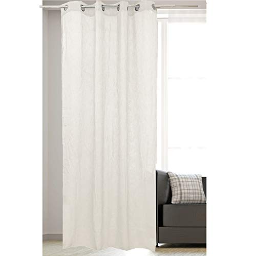 JEMIDI Vorhang halbtransparent 140x245cm - Gardine mit Ösen Anbringung - Ösenschal Dekoschal Leinen Optik - 100% Polyester für Wohnzimmer Schlafzimmer von JEMIDI