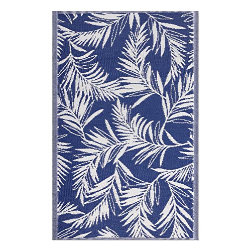 JEMIDI Outdoor Teppich 120x180cm groß - Terrassenteppich Balkonteppich Außenteppich - Balkon Teppich Garten Läufer Gartenteppich - Blatt Muster Blau von JEMIDI