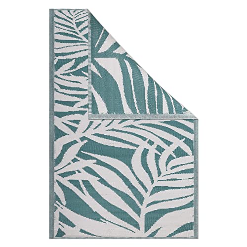 JEMIDI Outdoor Teppich 120x180cm groß - Terrassenteppich Balkonteppich Außenteppich - Balkon Teppich Garten Läufer Gartenteppich - Blatt Muster Dunkelgrün von JEMIDI