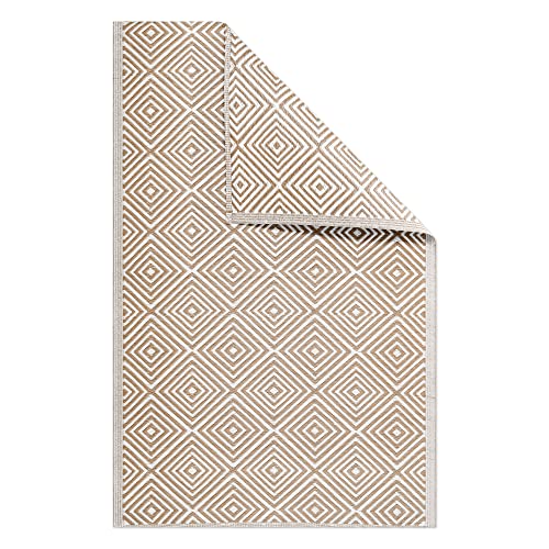 JEMIDI Outdoor Teppich 120x180cm groß - Terrassenteppich Balkonteppich Außenteppich - Balkon Teppich Garten Läufer Gartenteppich - Cube Muster Taupe von JEMIDI