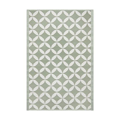 JEMIDI Outdoor Teppich 120x180cm groß - Terrassenteppich Balkonteppich Außenteppich - Balkon Teppich Garten Läufer Gartenteppich - Diamant Muster Grün Grau von JEMIDI