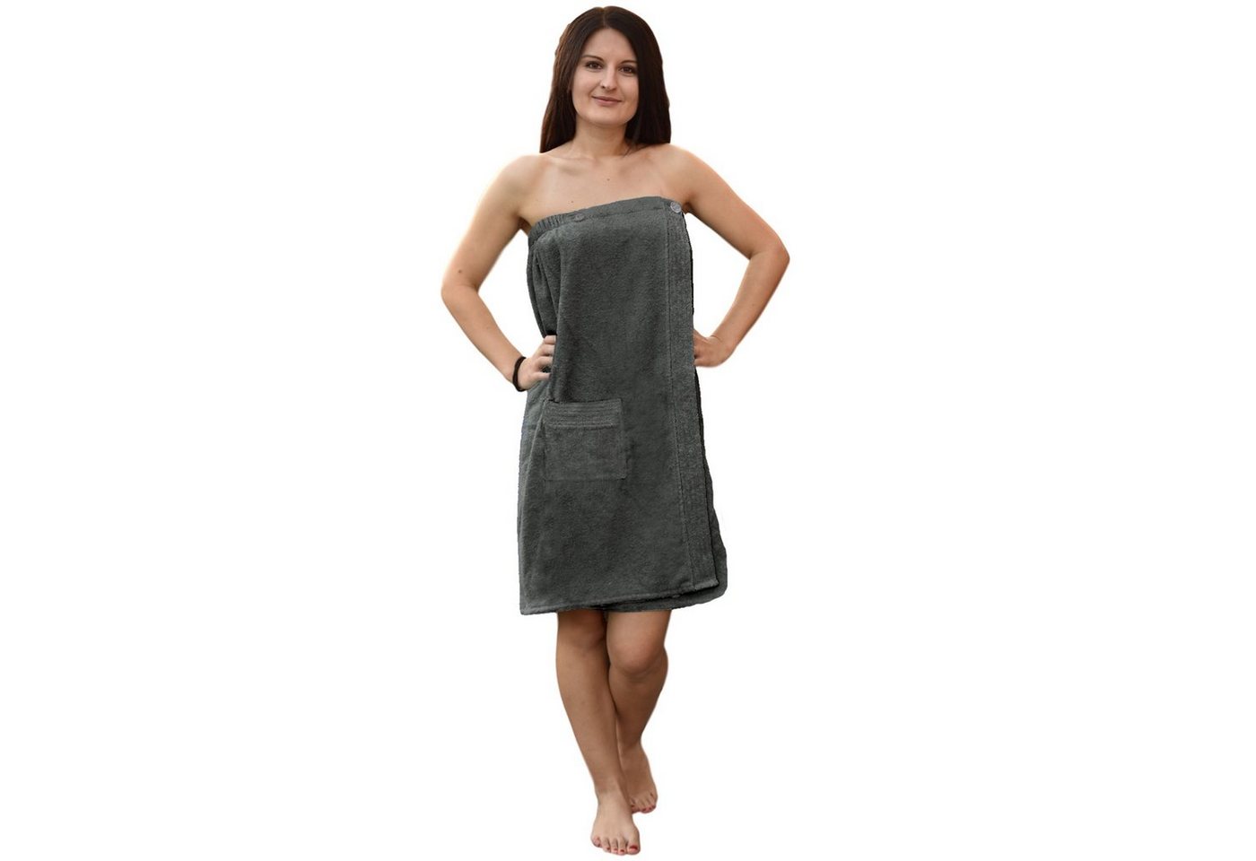 JEMIDI Saunatuch Damen Sauna Frottee Kilt Sarong M-XXL - Anthrazit - 100% Baumwolle, (1-St) von JEMIDI