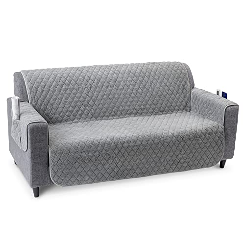 JEMIDI Sofaschoner 2 Sitzer mit Armlehnen 191x224cm - Sofa Bezug Couch Schoner aus Polyester - Sofahusse Sofabezug waschmaschinenfest zum Wenden - grau von JEMIDI