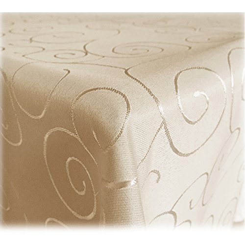 JEMIDI Tischdecke Ornamente Seidenglanz Edel Tisch Decke Tafeldecke 31 Größen und 7 Farben Creme 130x130 von JEMIDI