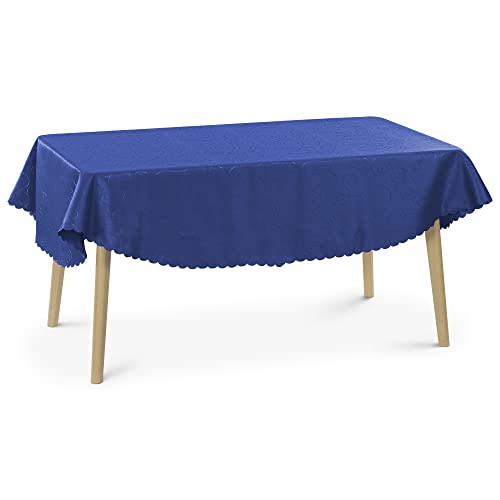 JEMIDI Tischdecke Ornamente Seidenglanz Edel Tisch Decke Tafeldecke 31 Größen und 7 Farben Dunkelblau Oval 135x180 von JEMIDI