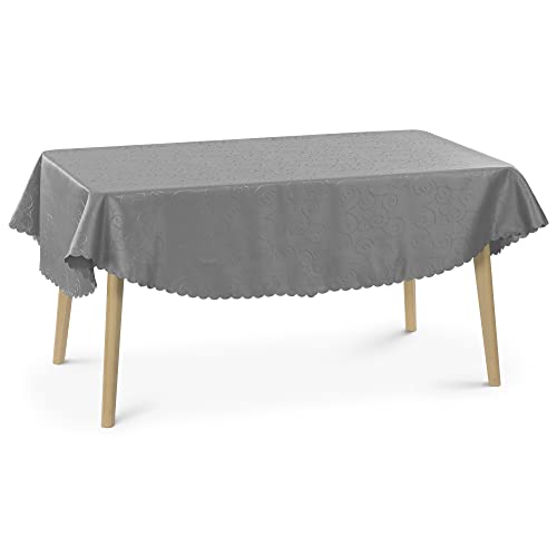 JEMIDI Tischdecke Ornamente Seidenglanz Edel Tisch Decke Tafeldecke 31 Größen und 7 Farben Grau Oval160x220 von JEMIDI