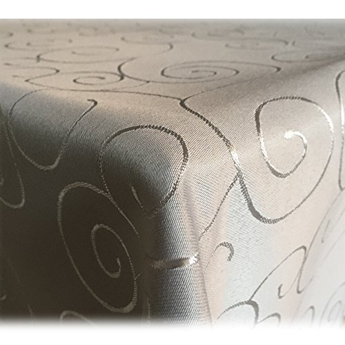 JEMIDI Tischdecke Ornamente Seidenglanz Edel Tisch Decke Tafeldecke 31 Größen und 7 Farben Hellgrau Oval 130x220 von JEMIDI