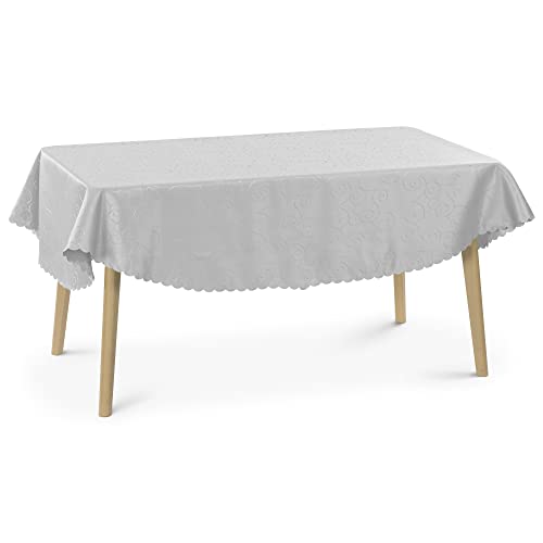 JEMIDI Tischdecke Ornamente Seidenglanz Edel Tisch Decke Tafeldecke 31 Größen und 7 Farben Hellgrau Oval160x220 von JEMIDI