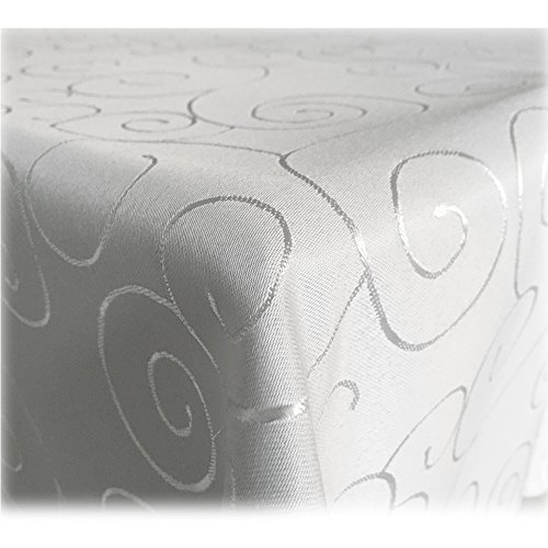 JEMIDI Tischdecke Ornamente Seidenglanz Edel Tisch Decke Tafeldecke 31 Größen und 7 Farben Weiß Oval 130x220 von JEMIDI