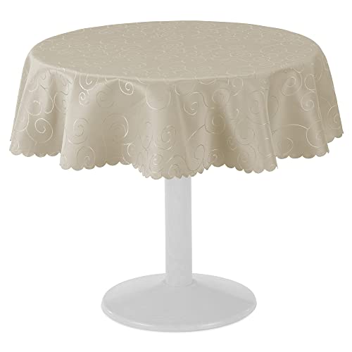 JEMIDI Tischdecke Ornamente Seidenglanz Edel Tisch Decke Tafeldecke 31 Größen und 7 FarbenCreme Rund 135cm von JEMIDI