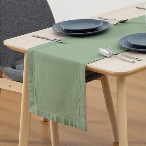 JEMIDI Tischläufer modern Grün 40x180cm - 100% Baumwolle - Moderne Tischläufer - Oeko-Tex Zertifiziert - Stoff Tischläufer - Table Runner Extra Lang - Maschinenwaschbar von JEMIDI