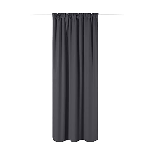JEMIDI Vorhang blickdicht 140x250cm - Gardine mit Kräuselband Universalband - 100% Polyester Schal lang für Wohnzimmer Schlafzimmer - anthrazit von JEMIDI