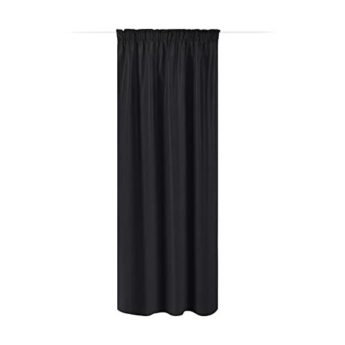 JEMIDI Vorhang Blickdicht 140x250cm - Gardine mit Kräuselband Universalband - 100% Polyester Schal lang für Wohnzimmer Schlafzimmer - schwarz von JEMIDI