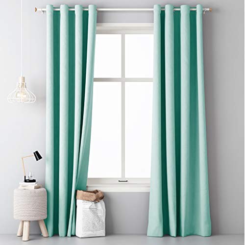 JEMIDI Vorhang Blickdicht lichtundurchlässig 140x250cm - Gardine mit Ösen Anbringung - Ösenschal Dekoschal Verdunkelungsvorhang - 100% Polyester von JEMIDI
