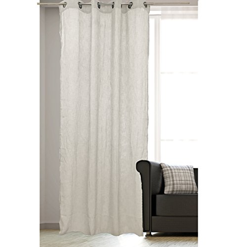 JEMIDI Vorhang halbtransparent 140x245cm - Gardine mit Ösen Anbringung - Ösenschal Dekoschal Leinen Optik - 100% Polyester für Wohnzimmer Schlafzimmer von JEMIDI