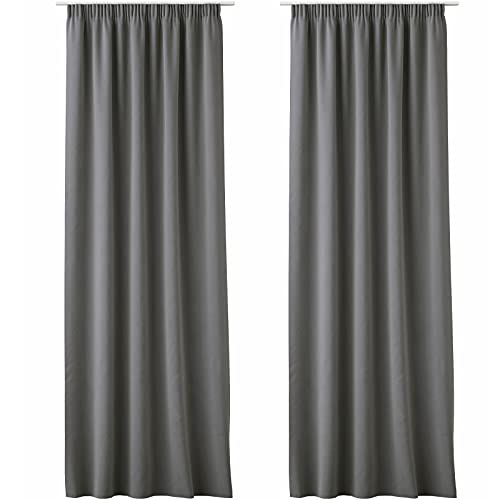 JEMIDI 2x Vorhang blickdicht 140x250cm - 2er Set Gardine mit Kräuselband Universalband - 100% Polyester Schal lang für Wohnzimmer Schlafzimmer - anthrazit von JEMIDI