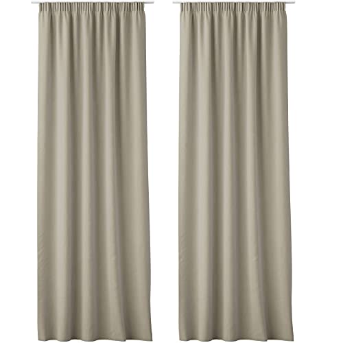 JEMIDI 2x Vorhang blickdicht 140x250cm - 2er Set Gardine mit Kräuselband Universalband - 100% Polyester Schal lang für Wohnzimmer Schlafzimmer - beige von JEMIDI