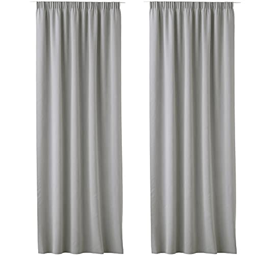 JEMIDI 2x Vorhang blickdicht 140x250cm - 2er Set Gardine mit Kräuselband Universalband - 100% Polyester Schal lang für Wohnzimmer Schlafzimmer - hellgrau von JEMIDI