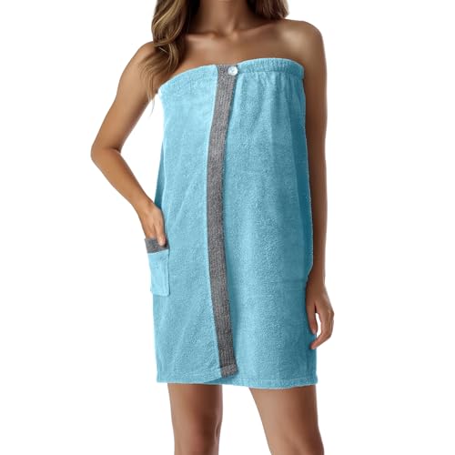 JEMIDI Saunakilt für Damen - Saunatuch Damen aus Baumwolle - Saunahandtuch mit Tasche - Sauna Kilt für Frauen - Handtuchkleid - Sauna Tuch Saunakleid Handtuch Frauen von JEMIDI