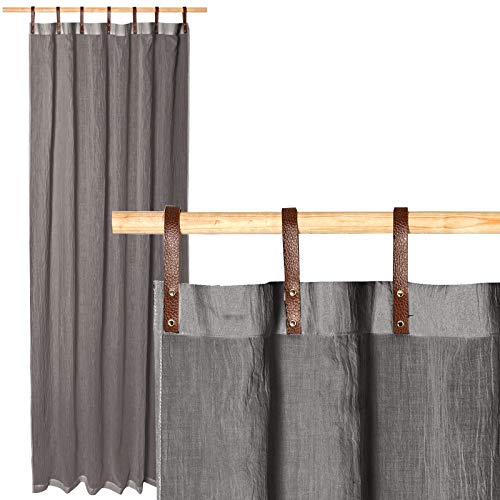 JEMIDI Vorhang transparent 135x245cm - Gardine mit Schlaufen aus Kunstleder - Schlaufenschal lang für Wohnzimmer Schlafzimmer - Vintage Look - anthrazit von JEMIDI