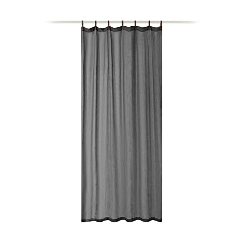 JEMIDI Vorhang transparent 135x245cm - Gardine mit Schlaufen aus Kunstleder - Schlaufenschal lang für Wohnzimmer Schlafzimmer - Vintage Look - anthrazit von JEMIDI