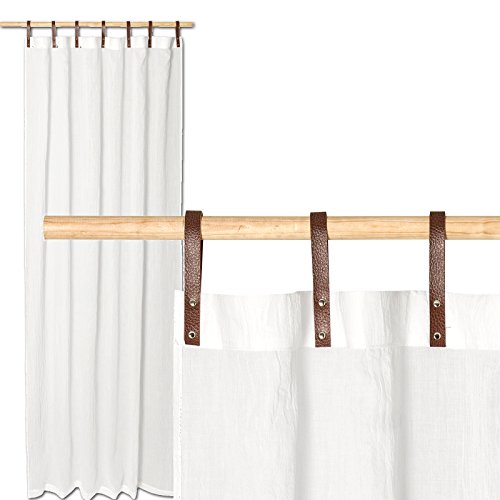 JEMIDI Vorhang transparent 135x245cm - Gardine mit Schlaufen aus Kunstleder - Schlaufenschal lang für Wohnzimmer Schlafzimmer - Vintage Look - weiß von JEMIDI