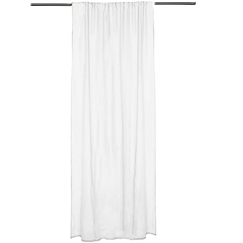 JEMIDI Vorhang transparent 140x245cm - Gardine mit verdeckten Schlaufen - 100% Polyester Schlaufenschal lang für Wohnzimmer Schlafzimmer - weiß von JEMIDI