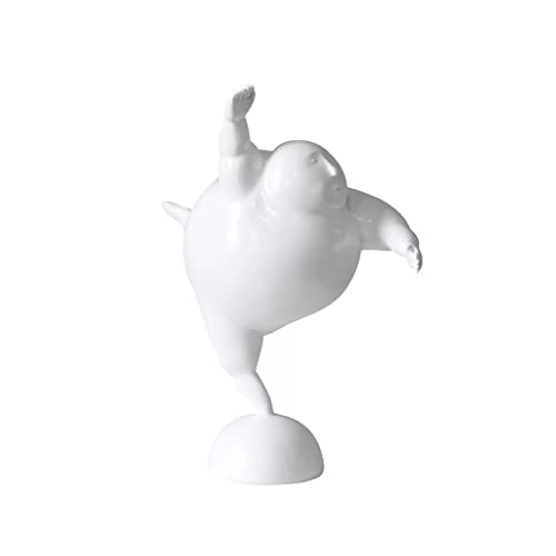 JEMMCO Lady Figurine Skulptur, weiße Figur Statue, Polystone Tänzerin Skulptur, Yoga Fat Lady Arts Skulpturen, for Home Office Wohnzimmer Schlafzimmer Dekoration (Farbe : A) von JEMMCO