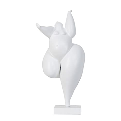 JEMMCO Lady Figurine Skulptur, weiße Figur Statue, Polystone Tänzerin Skulptur, Yoga Fat Lady Arts Skulpturen, for Home Office Wohnzimmer Schlafzimmer Dekoration (Farbe : B) von JEMMCO