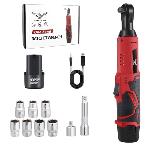 JENABOM Akku-Ratschenschlüssel-Set 12V Power-Ratschen-Werkzeugsatz mit 1 Packungen Lithium-Ionen-Akku und Ladegerät von JENABOM