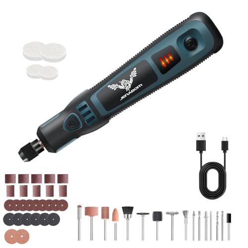 JENABOM Mini Akku Rotationswerkzeug Multifunktionswerkzeug Kit 3 Gang mit 50 Zubehörteilen 3,6V Mehrzweck-Power Rotationswerkzeug zum Schleifen, Polieren, Bohren, Ätzen, Gravieren, DIY Handwerk von JENABOM