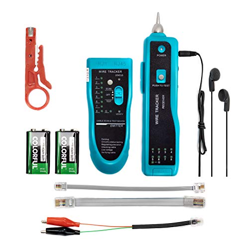 JENEBOM 9 in 1 Kabel Tracker Wartungskit, RJ45 Professioneller Patchkabel Tester CAT5 CAT6 Kabel Test Kit LAN Kabeltester für DIY Heimcomputer Netzwerkkabel Wartungstester von JENABOM